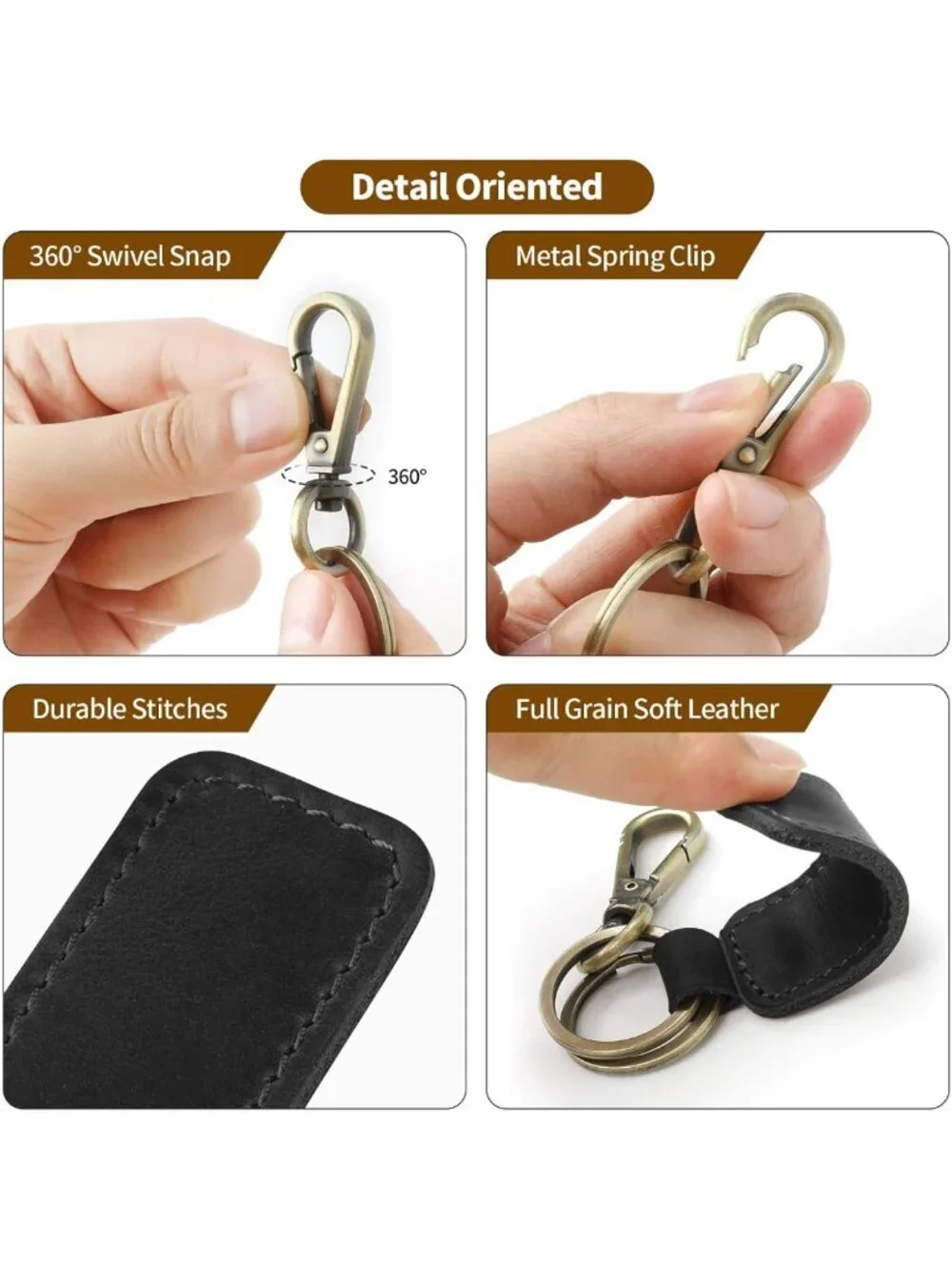 Genuine Leather Universal Car Key Fob Keychain Holder for Men & Women - JC306